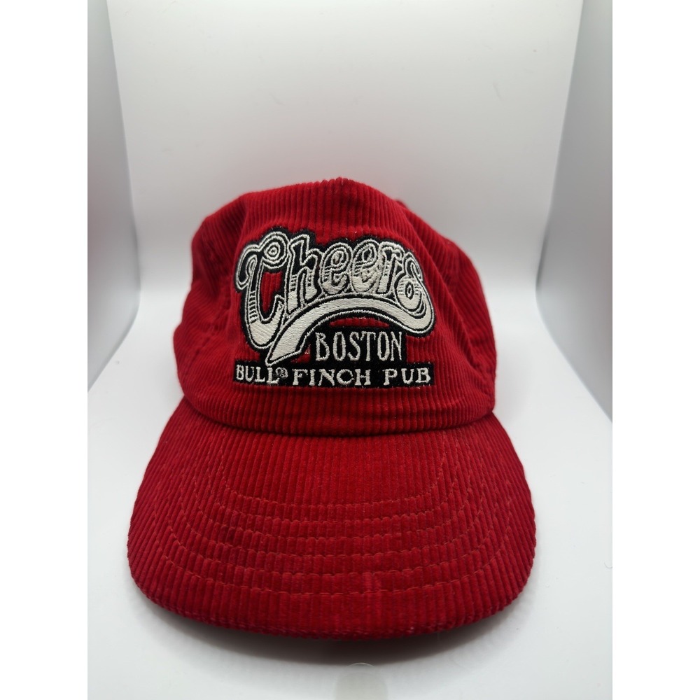 Boston Cheers Hat Corduroy Baseball Cap Red Vintage Adjustable Buckleback